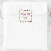 Bloemen en groen productetiketten vierkante sticker (Tas)