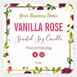 Bloemen en groen productetiketten vierkante sticker