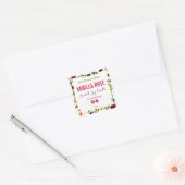 Bloemen en groen productetiketten vierkante sticker (Envelop)
