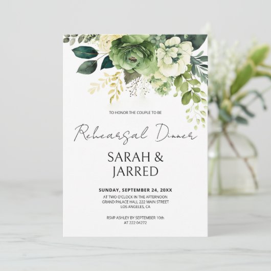 Bloemen en groen repetitie kaart (Staand voorkant)