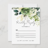 Bloemen en groen RSVP kaartje (Voorkant)