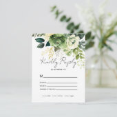 Bloemen en groen RSVP kaartje (Staand voorkant)