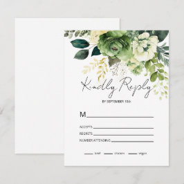Bloemen en groen RSVP kaartje
