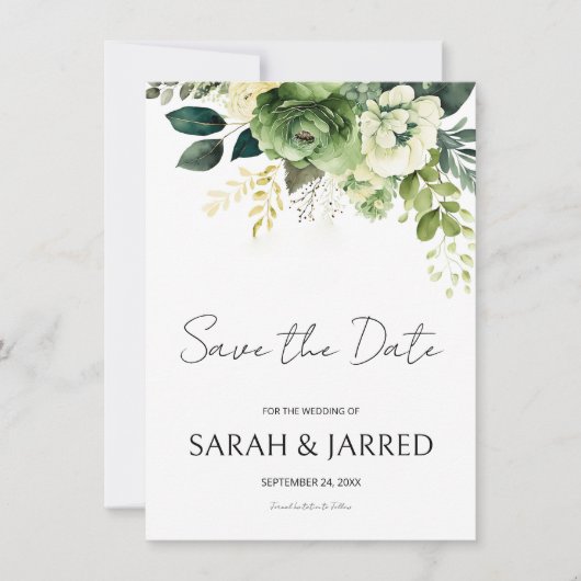 Bloemen en groen save the date (Voorkant)
