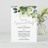 Bloemen en groen Verloving Kaart (Staand voorkant)