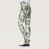bloemen en groene bladeren leggings (Links)