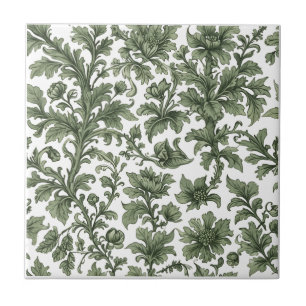 bloemen en groene bladeren tegeltje
