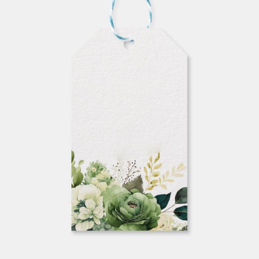 Bloemen En Groene Huwelijk Cadeaulabel (Achterkant)