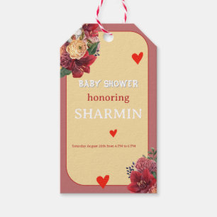 Bloemen en Hart Baby Shower Uitnodiging Cadeaulabel