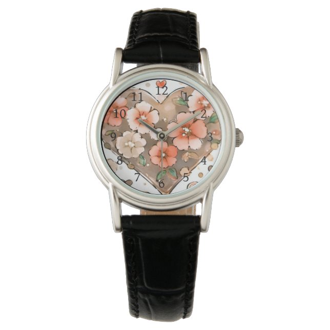 Bloemen en hart horloge (Voorkant)