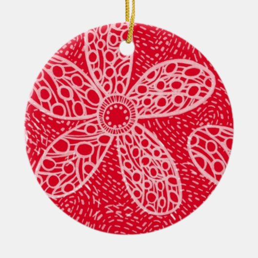 Bloemen en hart keramisch ornament (Voorkant)