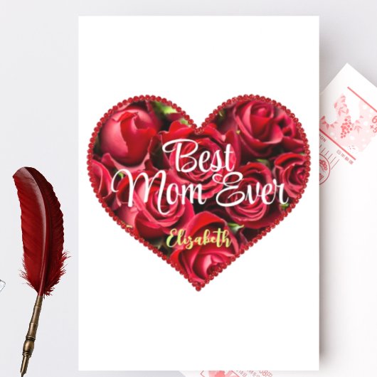 Bloemen en hart Moderne Beste Moederdag van mama o Briefkaart