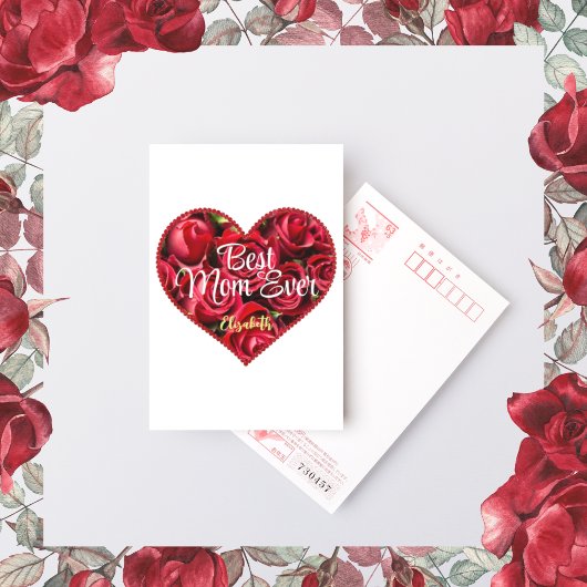 Bloemen en hart Moderne Beste Moederdag van mama o Briefkaart