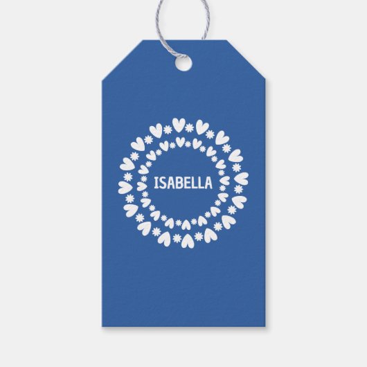 Bloemen En Hart Naam Cadeaulabel (Voorkant)