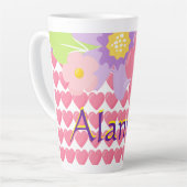 Bloemen en hart op maat latte mok (Linkerhoek)