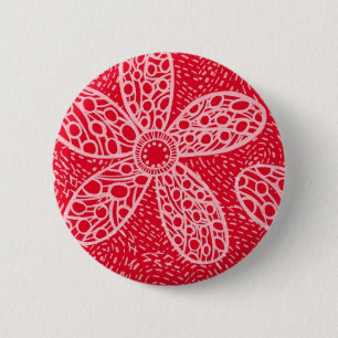 Bloemen en hart ronde button 5,7 cm