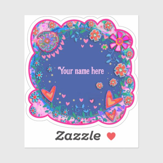 Bloemen en harten Blue Boho Inspirivity Sticker (Vel)