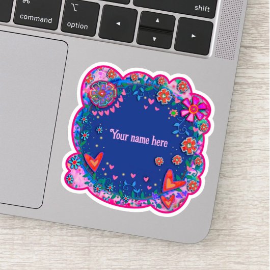 Bloemen en harten Blue Boho Inspirivity Sticker