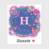 Bloemen en harten Boho Trendy Initiaal Inspirivity Sticker (Vel)