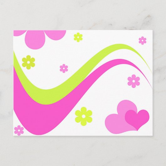 Bloemen en harten - Briefkaart (Voorkant)