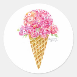 Bloemen en harten Ice Cream Cone Stickers
