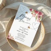 Bloemen en harten Mama to Bee Baby shower Kaart