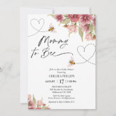 Bloemen en harten Mama to Bee Baby shower Kaart (Voorkant)