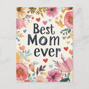 Bloemen en harten Moederdag vakantie Briefkaart