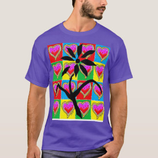 Bloemen en harten t-shirt