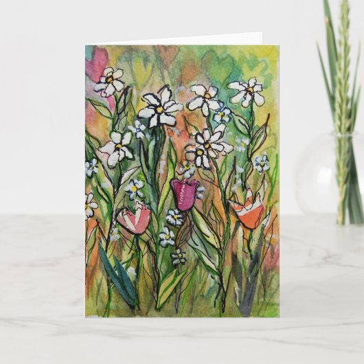 Bloemen en harten voor jou kaart (Voorkant)