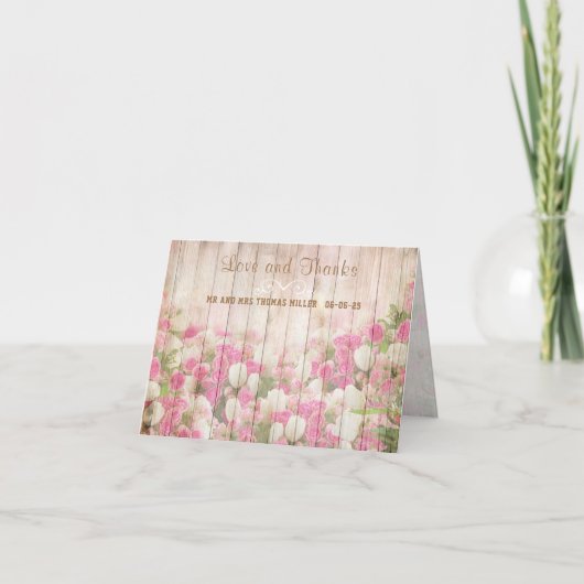 Bloemen en hek bruiloft bedankkaart (Voorkant)