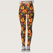 Bloemen en herfstbladeren leggings (Voorkant)