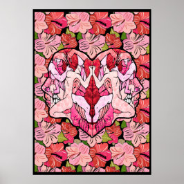 Bloemen en het hart van passie poster