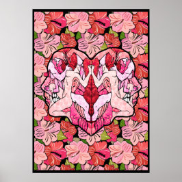 Bloemen en het hart van passie poster