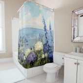 Bloemen en het Zee schilderij Douchegordijn (In situ)