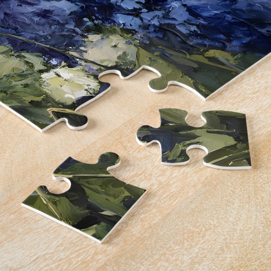 Bloemen en het Zee schilderij Legpuzzel (Zijkant)