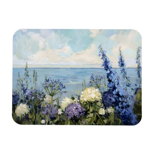 Bloemen en het Zee schilderij Magneet (Horizontaal)