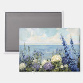 Bloemen en het Zee schilderij Magneet (Voorkant / Achterkant)