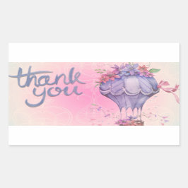 bloemen en hete luchtballon dank je  rechthoekige sticker