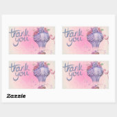 Bloemen en heteluchtballon dank u rechthoekige sticker (Vel)