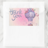 Bloemen en heteluchtballon dank u rechthoekige sticker (Tas)