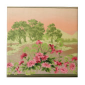 bloemen en heuvels Landschapsvriendelijke rand Tegeltje (Voorkant)