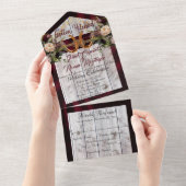 Bloemen en Hoefijzers, Bourgogne lint All In One Uitnodiging (Afscheurbaar)