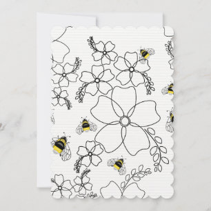 Bloemen en hommel in een minimalistische stijl kaart