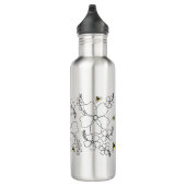 Bloemen en hommel in een minimalistische stijl waterfles  (Rechts)