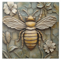 Bloemen en Honey Bee Faux Relief
