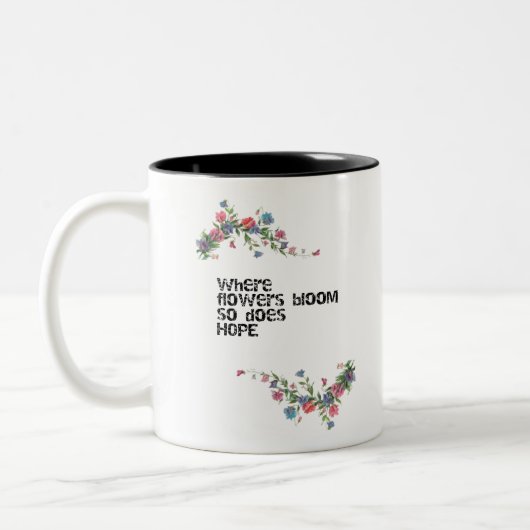 Bloemen en hoopontwerp tweekleurige koffiemok (Links)