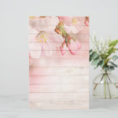 Bloemen en hout briefpapier (Staand voorkant)