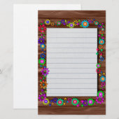 Bloemen en Houtnerf Briefpapier (Voorkant / Achterkant)
