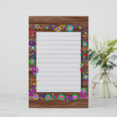 Bloemen en Houtnerf Briefpapier (Staand voorkant)